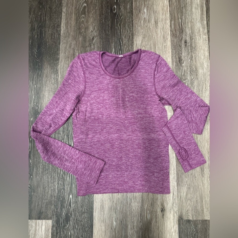LULULEMON Breeze By Long Sleeve II Purple Heathered Chilled Grape Size 2 Running - Picture 2 of 7